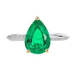 Pavé Schmuckstein-Ring – Kolumbianischer Smaragd 2 Karat Bicolor