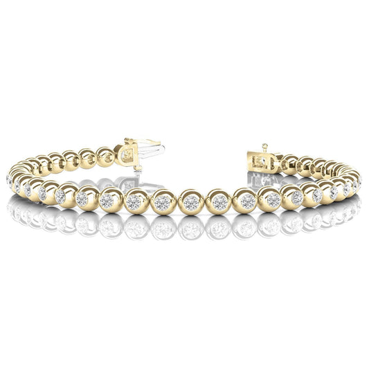 Tennisarmband 14K YG Rundschliff Echt Diamanten Lünette Set 16,75 Karat