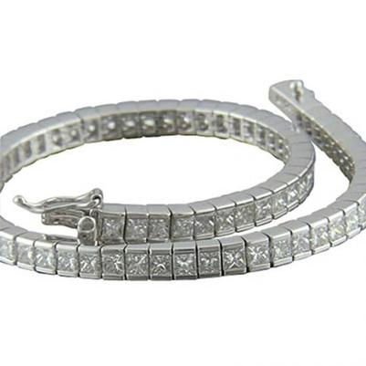 Tennisarmband Lady Gold 7.20 Ct Kanalset Prinzessinnenschnitt Natürliche Diamant