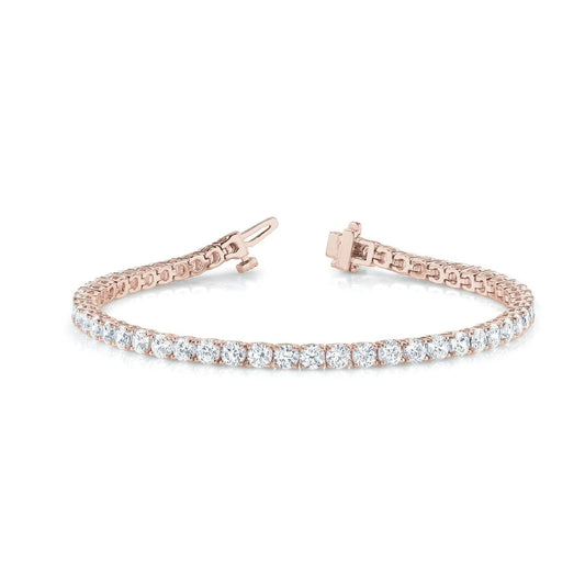 Tennisarmband aus echtem Roségold mit rundem Diamant