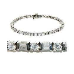 Tennisarmband mit Baguette und rundem Echt Diamanten massiv Weißgold 9.50 Ct