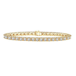 Tennisarmband mit runden Echt Aus der Erde Abgebauter Natürlicher Diamanten aus Gelbgold 12 Karat 14K