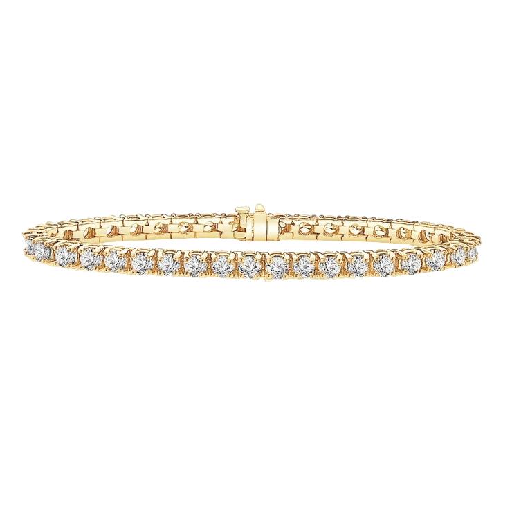 Tennisarmband mit runden Echt Diamanten aus Gelbgold 12 Karat 18K