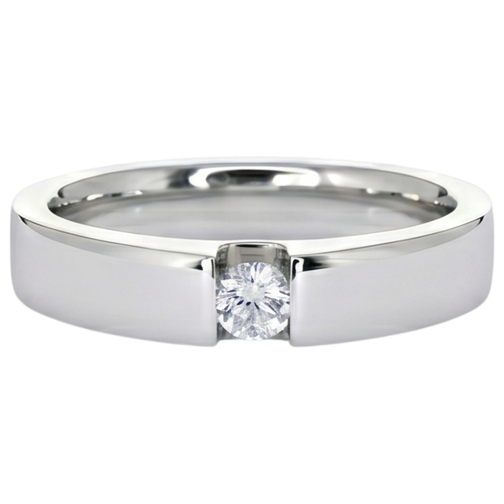 Tension Set Runder Aus der Erde Abgebauter Natürlicher Diamant Versprechen Herrenring 0.50 Karat Schmuck