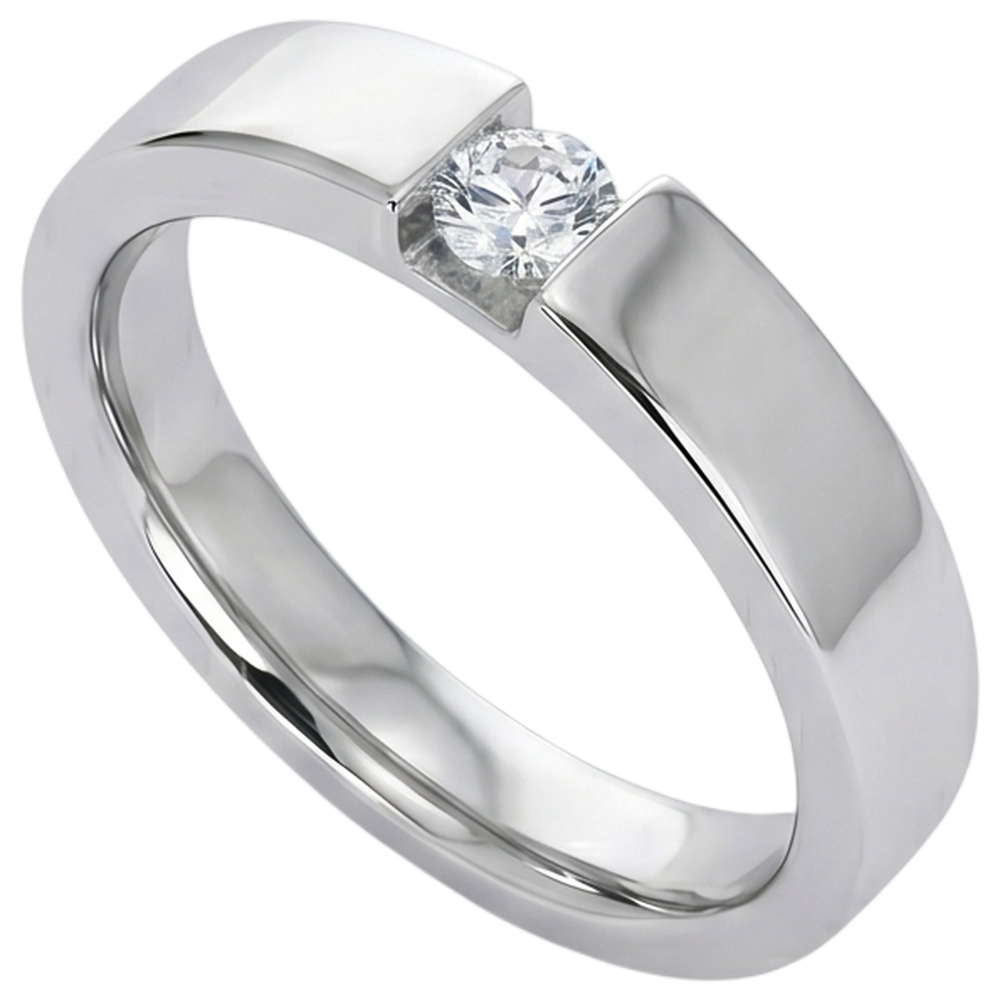 Tension Set Runder Aus der Erde Abgebauter Natürlicher Diamant Versprechen Herrenring 0.50 Karat Schmuck