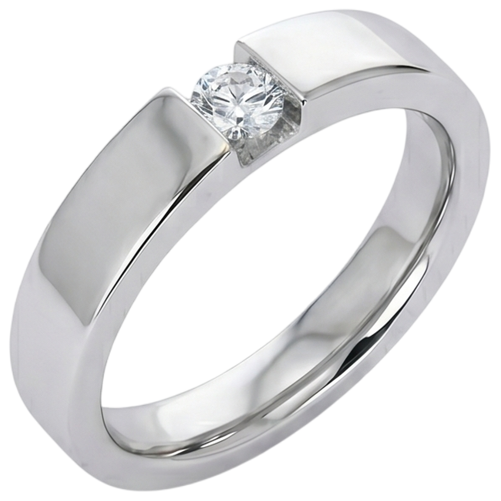 Tension Set Runder Aus der Erde Abgebauter Natürlicher Diamant Versprechen Herrenring 0.50 Karat Schmuck