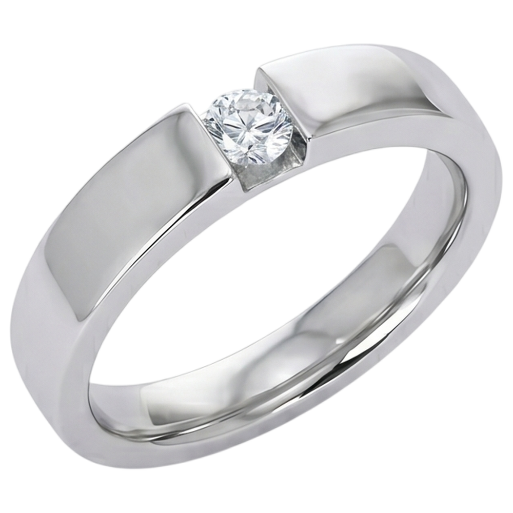 Tension Set Runder Aus der Erde Abgebauter Natürlicher Diamant Versprechen Herrenring 0.50 Karat Schmuck