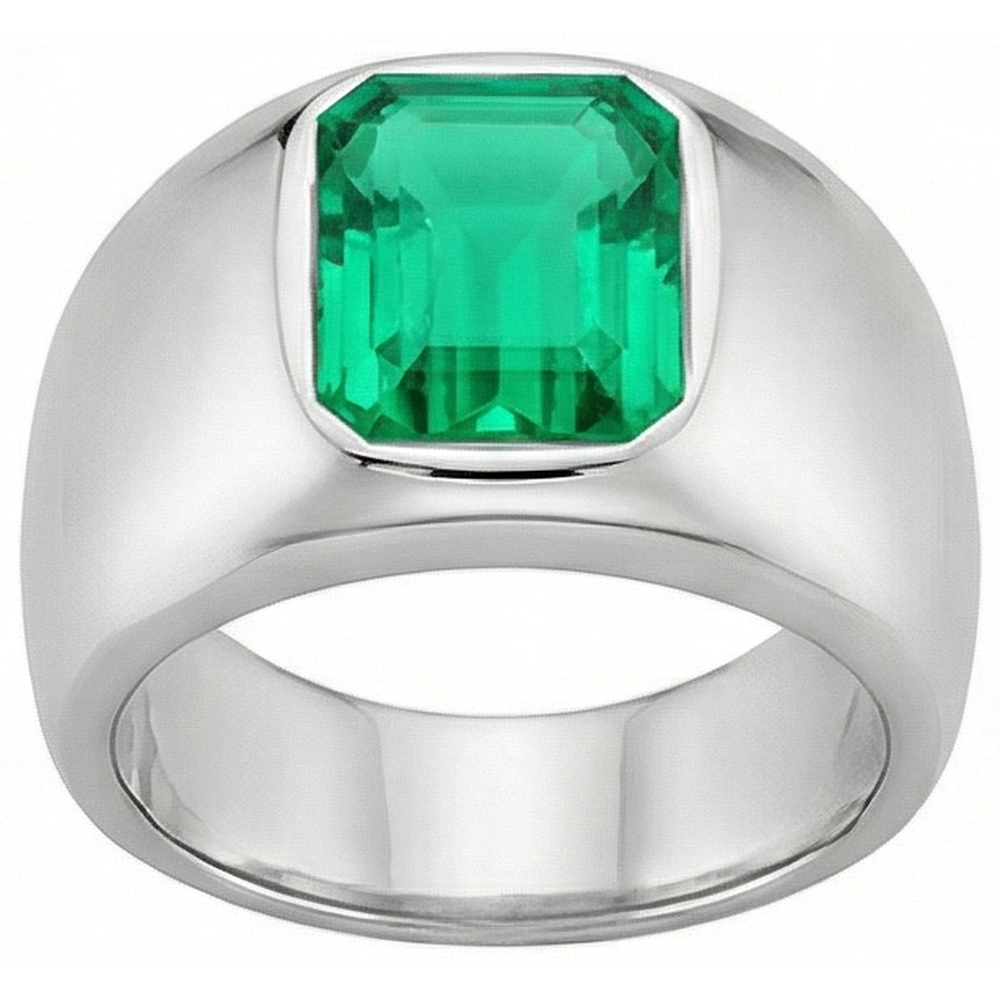Authentischer Edler Smaragd Farbstein-Ring 2 Karat 14K Weißgold – Seitenansicht