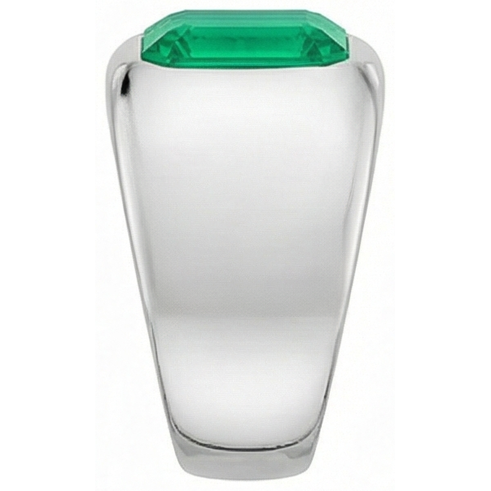 Edler Smaragd Smaragd-Schliff Farbstein-Ring in 14K Weißgold – Rückansicht
