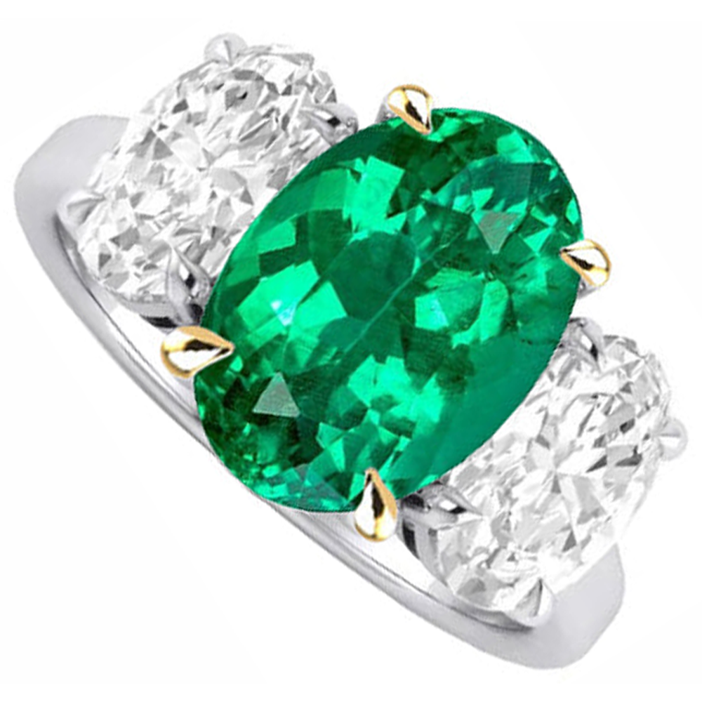 Authentischer Smaragd Farbstein-Ring – Frontansicht
