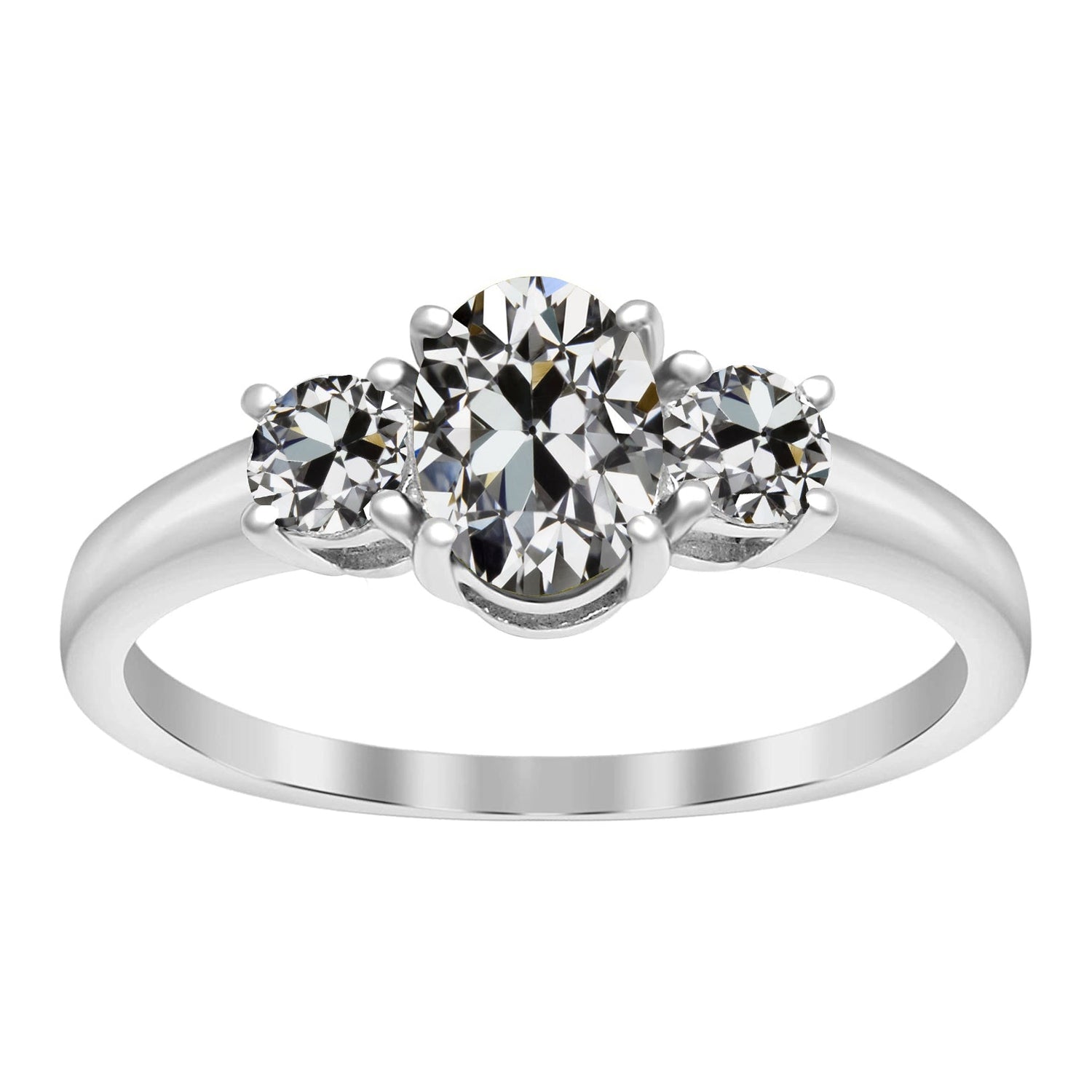 Stilvoller Edler Diamant Dreisteinring 3 Karat – Hauptansicht