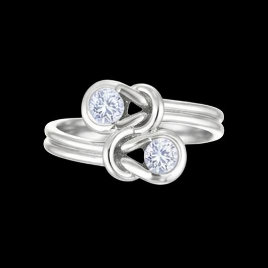 Toi et Moi 1 Karat Echt Aus der Erde Abgebauter Natürlicher Diamant Knoten Stil Hochzeit Verlobungsring