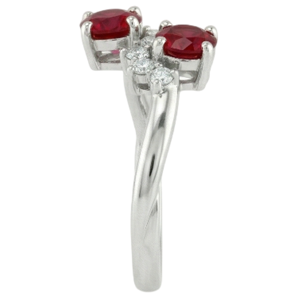 Toi et Moi Aus der Erde Abgebauter Natürlicher Diamant Rubin Ring 1.18 Karat Damen Weißgold 14K Schmuck