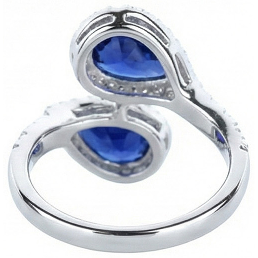 Toi et Moi Halo Ring Birne Ceylon Saphire & Natürlicher Diamant ( nicht im Labor gezüchtet )en 3,50 Karat Gold