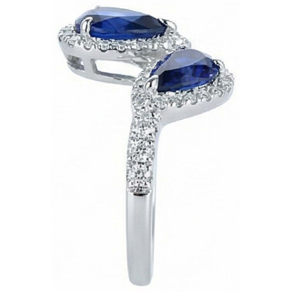 Toi et Moi Halo Ring Birne Ceylon Saphire & Natürlicher Diamant ( nicht im Labor gezüchtet )en 3,50 Karat Gold