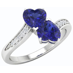 Toi et Moi Herz Edelstein blauer Saphir Natürlicher Diamant ( nicht im Labor gezüchtet )ring 3.50 Karat