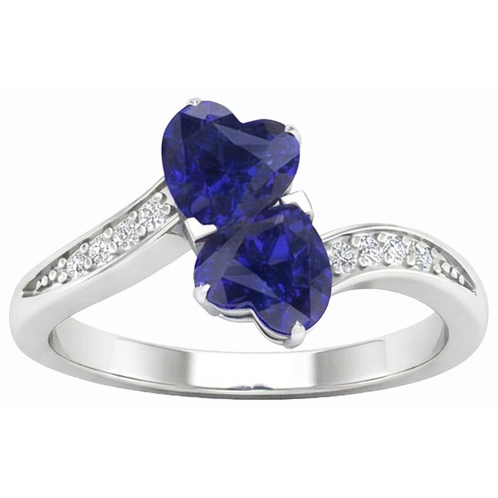 Toi et Moi Herz Edelstein blauer Saphir Natürlicher Diamant ( nicht im Labor gezüchtet )ring 3.50 Karat