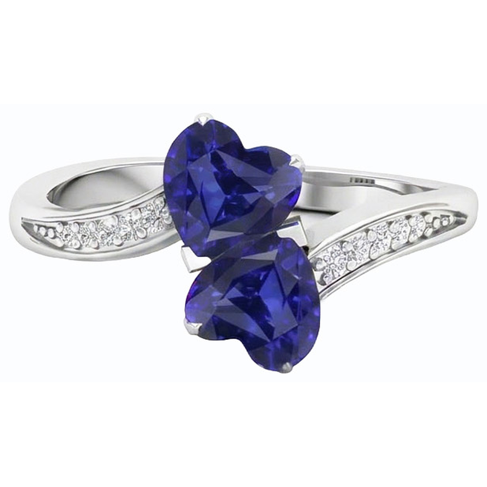 Toi et Moi Herz Edelstein blauer Saphir Natürlicher Diamant ( nicht im Labor gezüchtet )ring 3.50 Karat