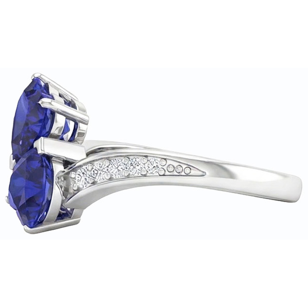 Toi et Moi Herz Edelstein blauer Saphir Natürlicher Diamant ( nicht im Labor gezüchtet )ring 3.50 Karat