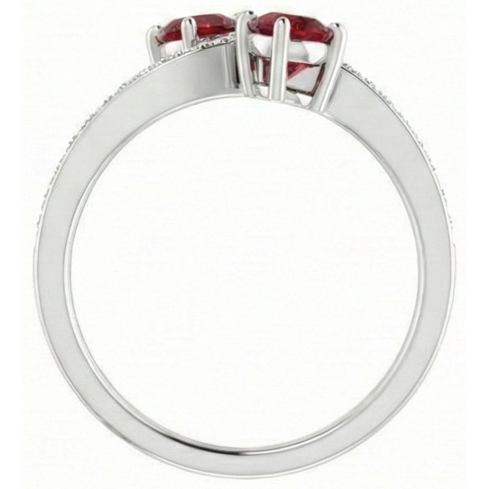 Toi et Moi Runder Rubin & Aus der Erde Abgebauter Natürlicher Diamant Ring 2,60 Karat Weißgold 14K