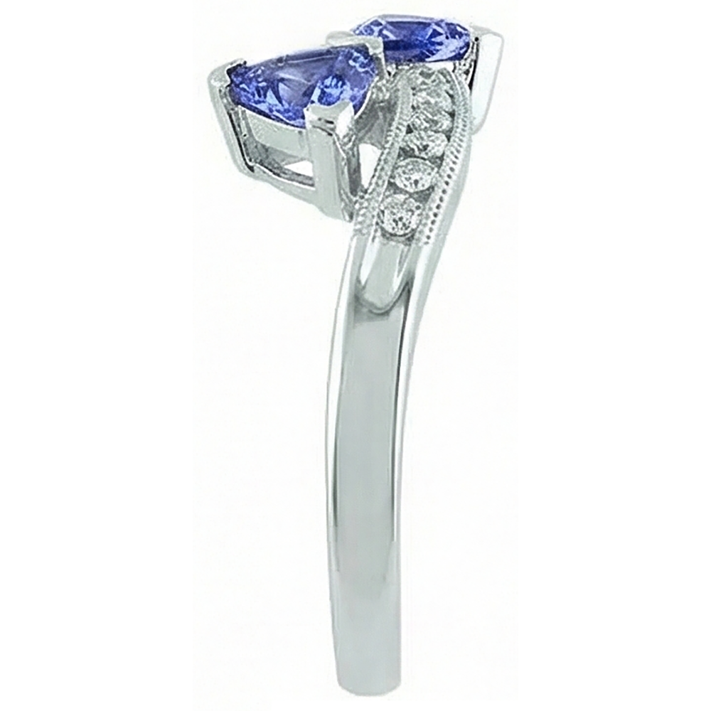 Toi et Moi Trillion Tansanit Ring mit runden Aus der Erde Abgebauter Natürlicher Diamanten 2,50 Karat Gold