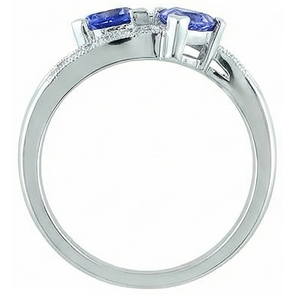 Toi et Moi Trillion Tansanit Ring mit runden Aus der Erde Abgebauter Natürlicher Diamanten 2,50 Karat Gold
