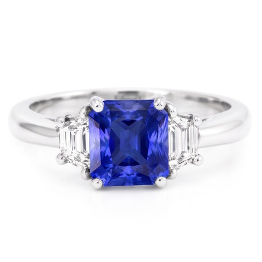 Trapezförmiger Natürlicher Diamant ( nicht im Labor gezüchtet ) 3 Stein Strahlend geformter Ring Schmuck 2,50 Karat