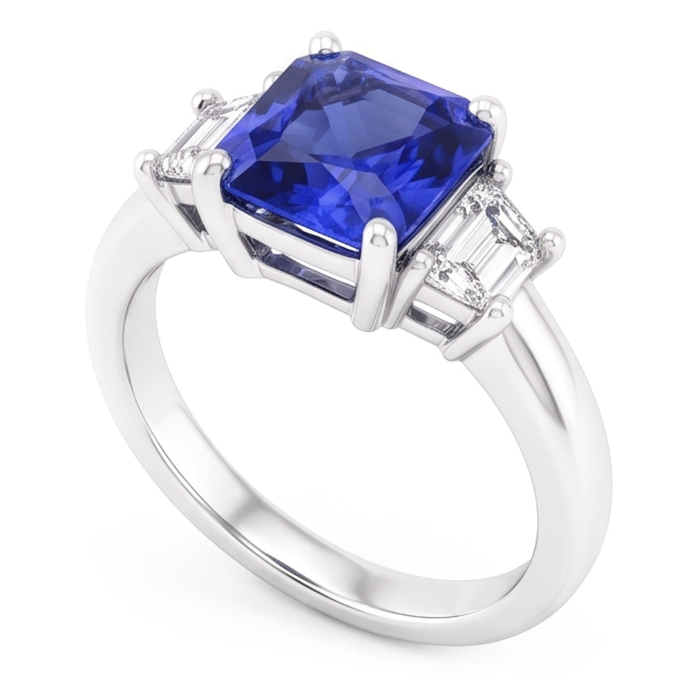 Trapezförmiger Natürlicher Diamant ( nicht im Labor gezüchtet ) 3 Stein Strahlend geformter Ring Schmuck 2,50 Karat