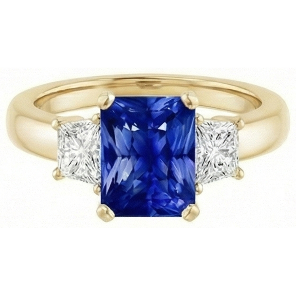 echter radiant diamant 3Karat ring Seitenansicht
