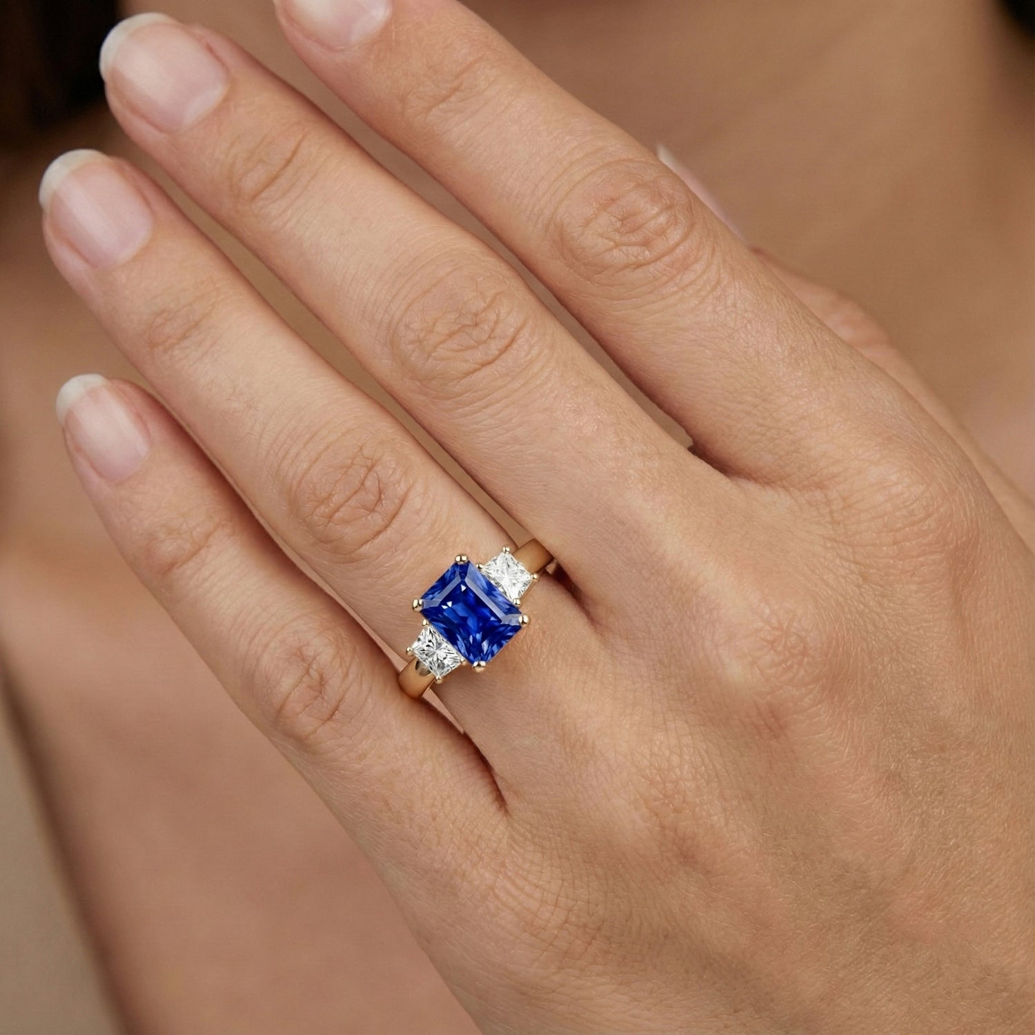 echter radiant diamant 3Karat ring mit Diamantbesatz