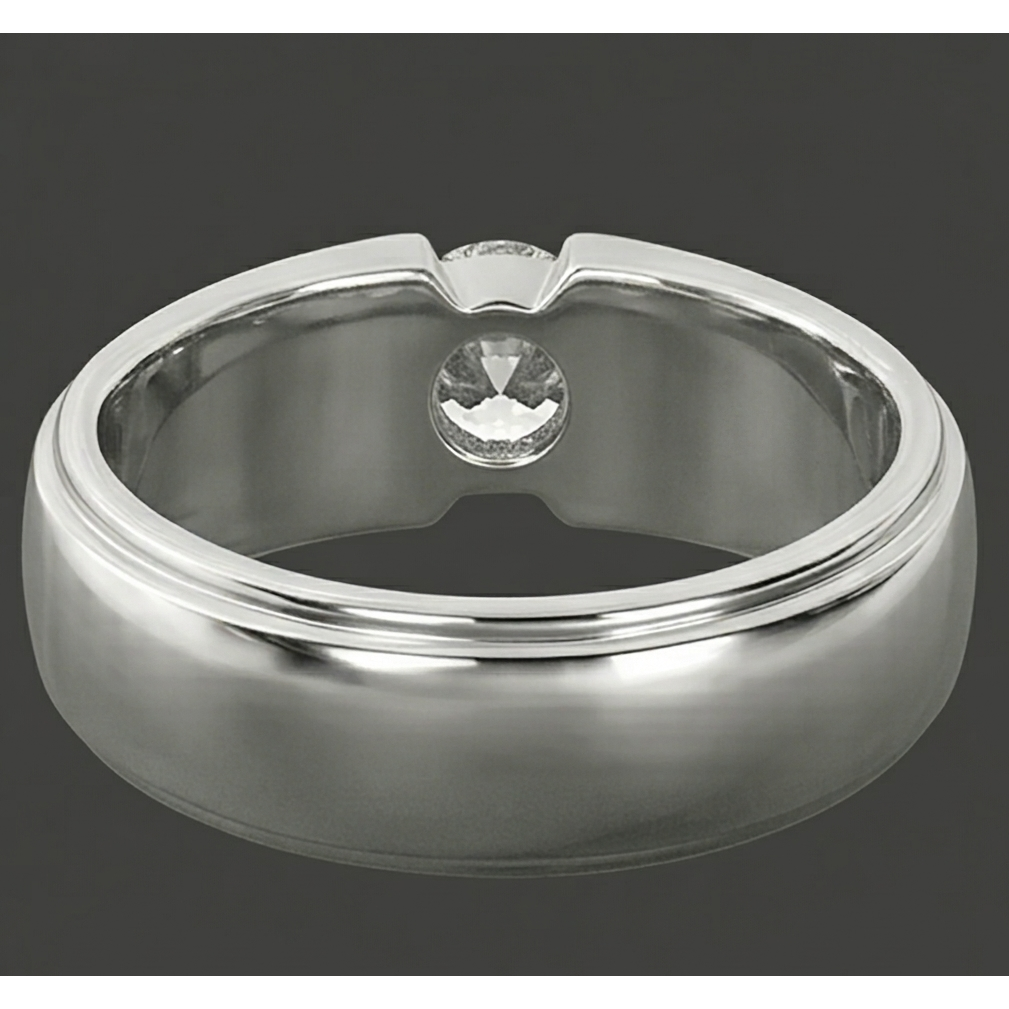 Trendig Herren Ring Echt Rund Aus der Erde Abgebauter Natürlicher Diamant Solitär