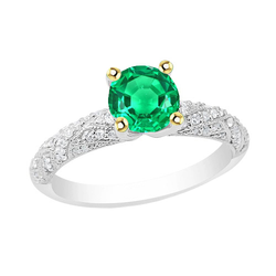 Edler Smaragd Pavé Schmuckstein-Ring 1,50 Karat in Zweifarbiges