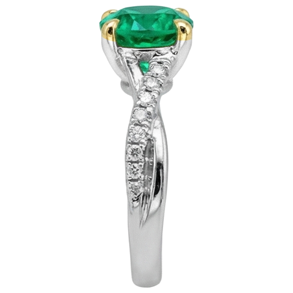 Eleganter Kolumbianischer Smaragd Farbstein-Ring 2 Karat – Profilansicht