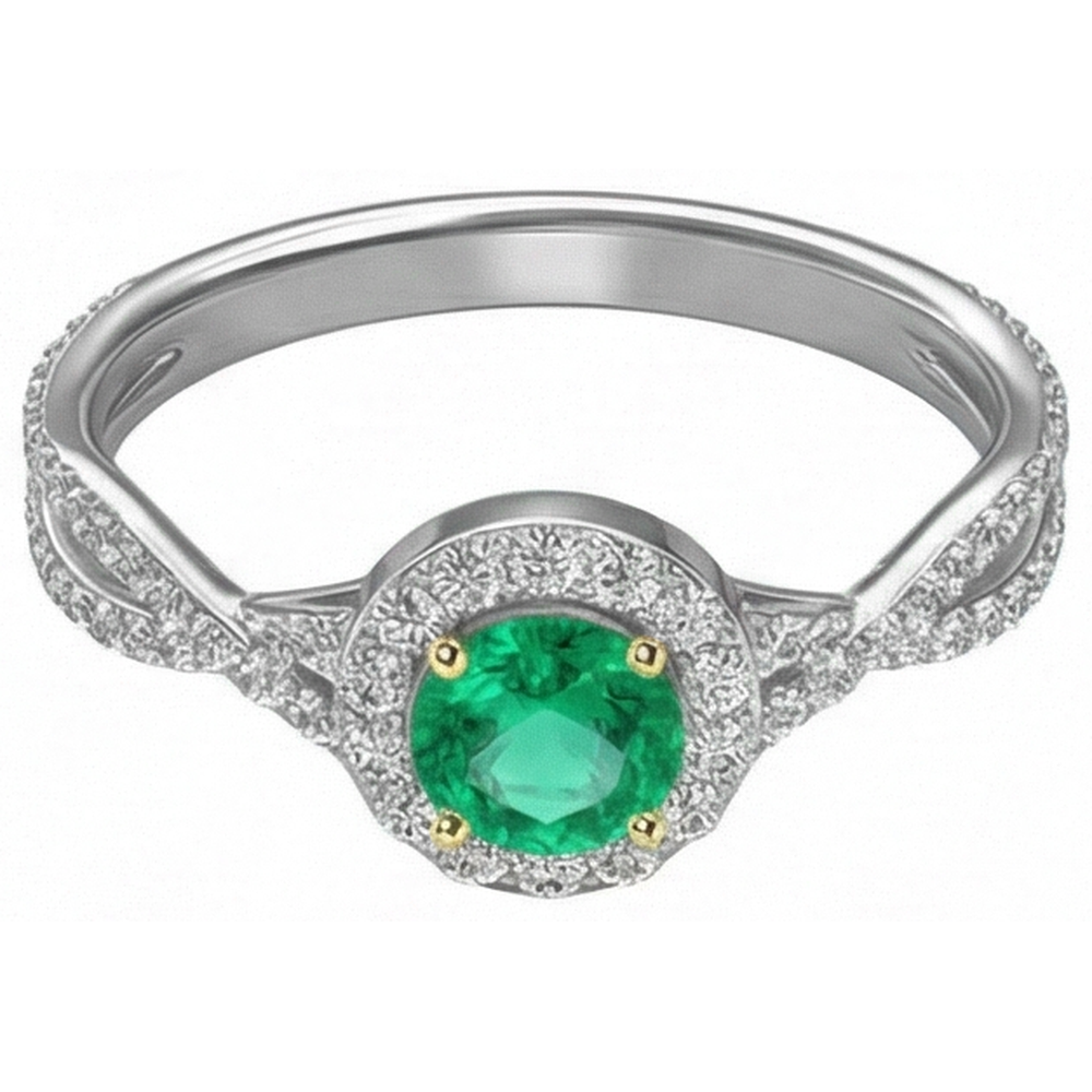 Premium Kolumbianischer Smaragd Schmuckstein-Ring 1 Karat – Seitenansicht