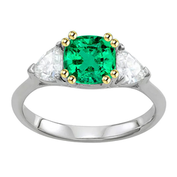 14 Karat Zweifarbig Gold GIA-Geprüft Smaragd Schmuckstein-Ring 1