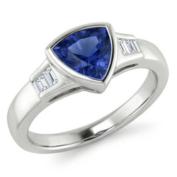 Trillion Ceylon Blue Sapphire Aus der Erde Abgebauter Natürlicher Diamants Verlobungsring 1.26 Ct Neu