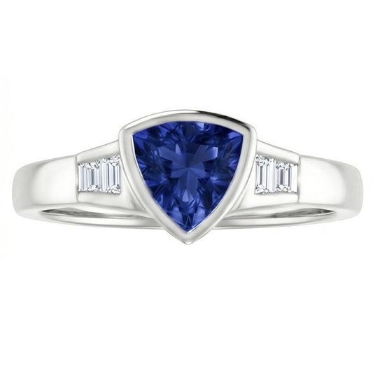 Trillion Ceylon Blue Sapphire Aus der Erde Abgebauter Natürlicher Diamants Verlobungsring 1.26 Ct Neu