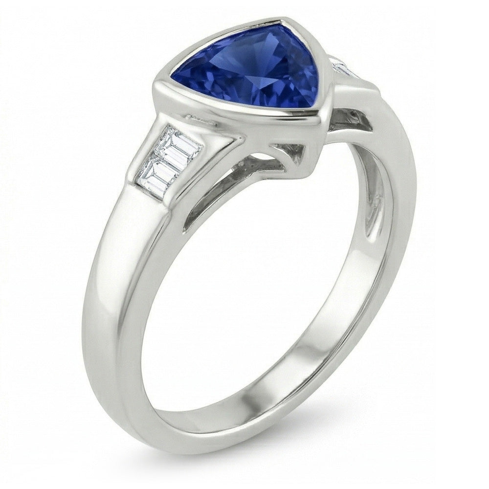 Trillion Ceylon Blue Sapphire Aus der Erde Abgebauter Natürlicher Diamants Verlobungsring 1.26 Ct Neu