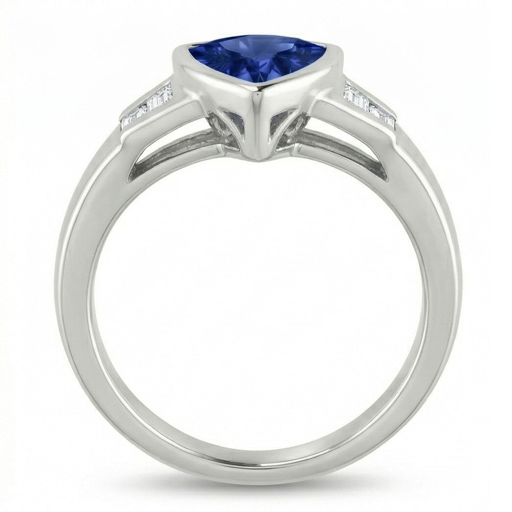 Trillion Ceylon Blue Sapphire Aus der Erde Abgebauter Natürlicher Diamants Verlobungsring 1.26 Ct Neu