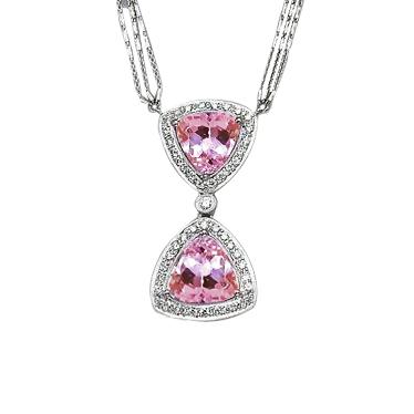 Trillion Cut Pink Kunzit und Diamant 14K Weißgold Anhänger 23 Kt. - harrychadent.de