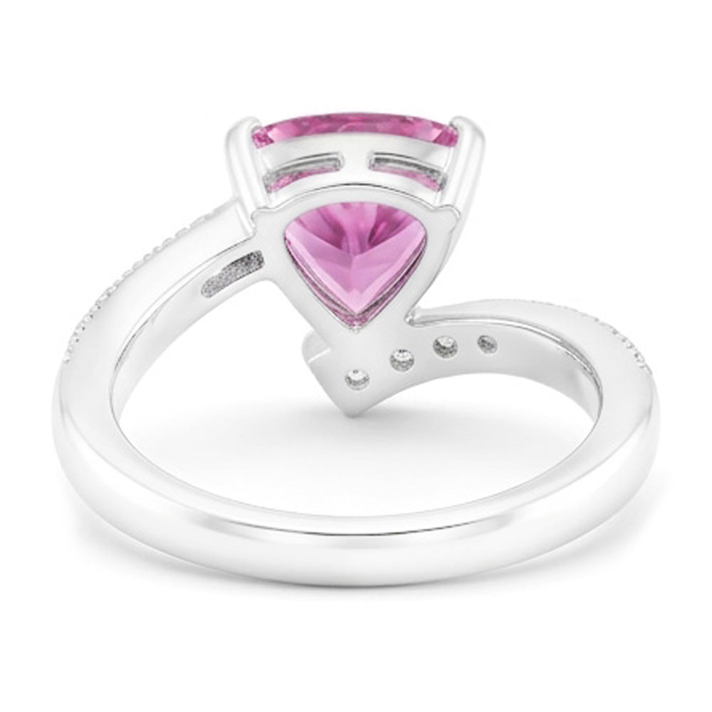 Trillion Cut Pink Saphir Aus der Erde Abgebauter Natürlicher Diamant Ring Weißgold Schmuck 1,25 Ct