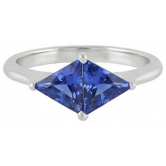 Trillion Cut Saphir Edelstein Ring 2 Karat Damen Schmuck Gold
