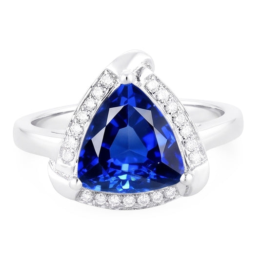 Trillion Halo Ceylon Saphir Ring Weißgold Schmuck 3 Karat
