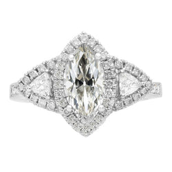 Trillion & Marquise alter Bergmann Echt Diamant Halo Ring 9.50 Karat Gold