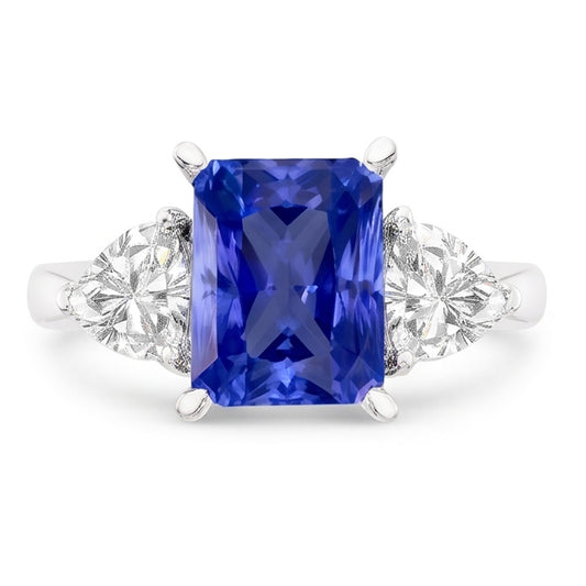 Trillion Natürlicher Diamant ( nicht im Labor gezüchtet ) Radiant Saphir Edelstein Ring Konischer Schaft 3 Karat