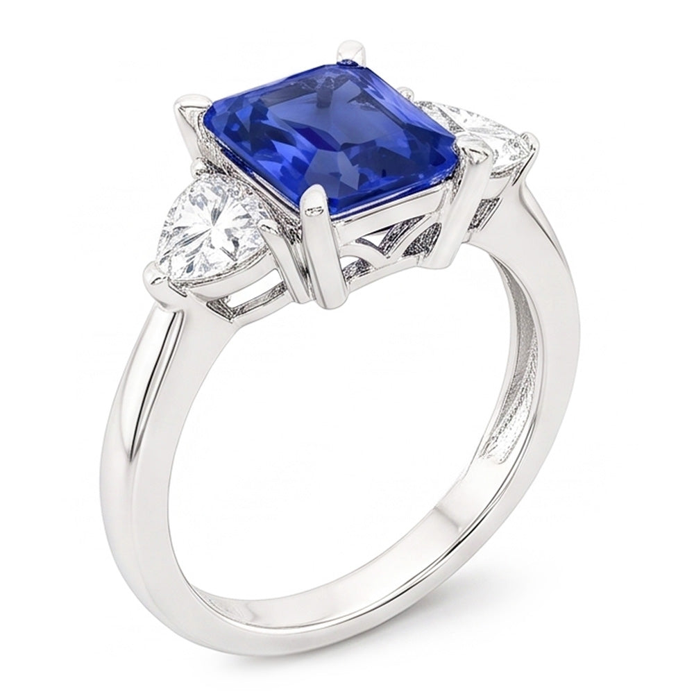 Trillion Natürlicher Diamant ( nicht im Labor gezüchtet ) Radiant Saphir Edelstein Ring Konischer Schaft 3 Karat