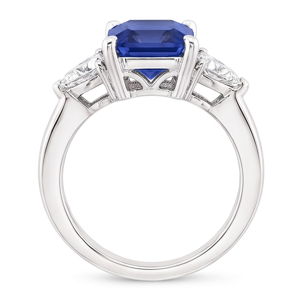 Trillion Natürlicher Diamant ( nicht im Labor gezüchtet ) Radiant Saphir Edelstein Ring Konischer Schaft 3 Karat