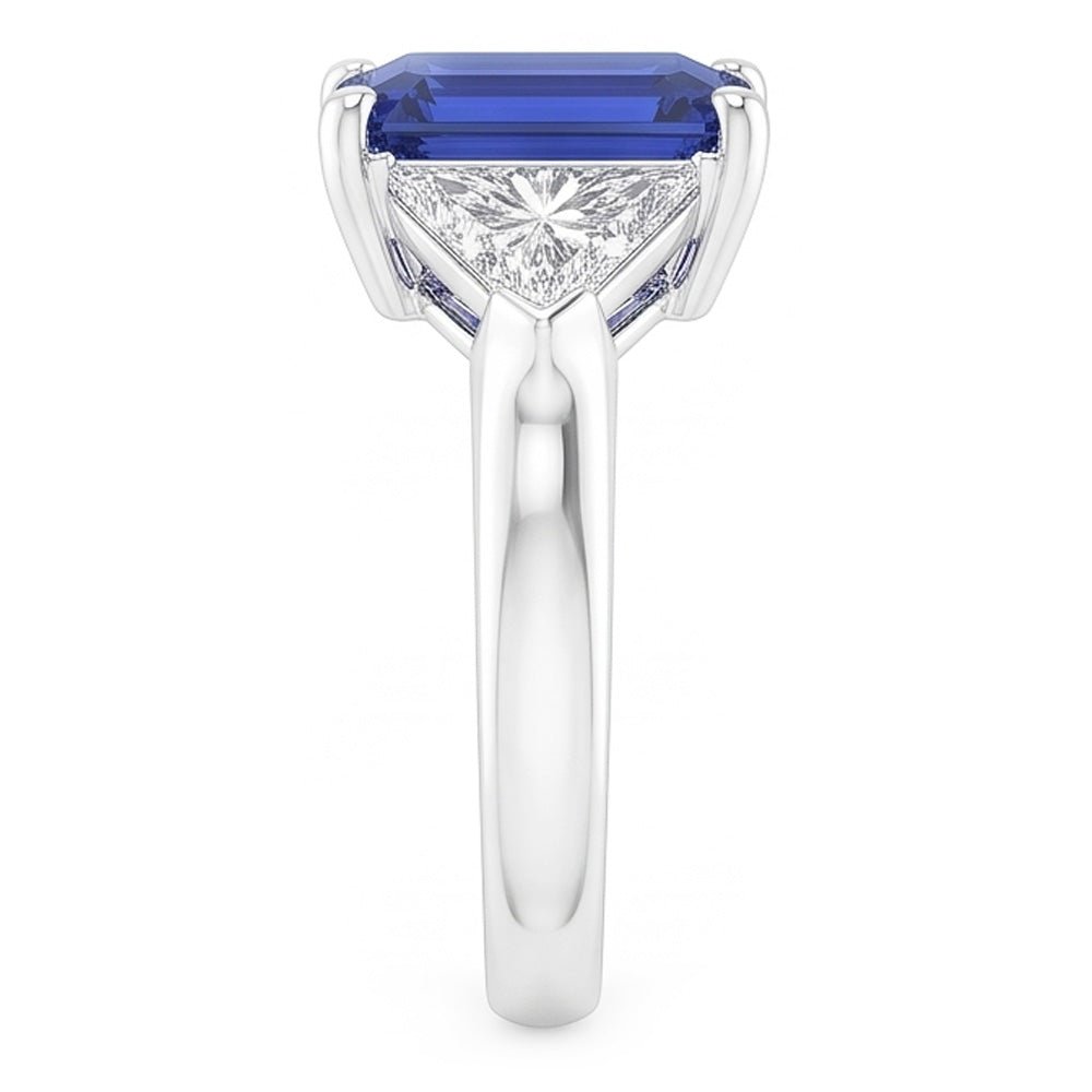 Trillion Natürlicher Diamant ( nicht im Labor gezüchtet ) Saphir Ring 2 Karat Ceylon Saphir 3 Stein Zinken
