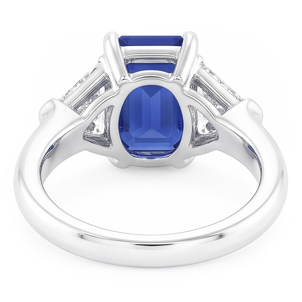 Trillion Natürlicher Diamant ( nicht im Labor gezüchtet ) Saphir Ring 2 Karat Ceylon Saphir 3 Stein Zinken