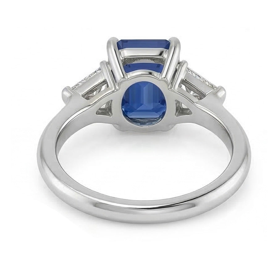 Trillion Natürlicher Diamant ( nicht im Labor gezüchtet ) Three Stone Ring Smaragd Ceylon Saphir 2,50 Karat